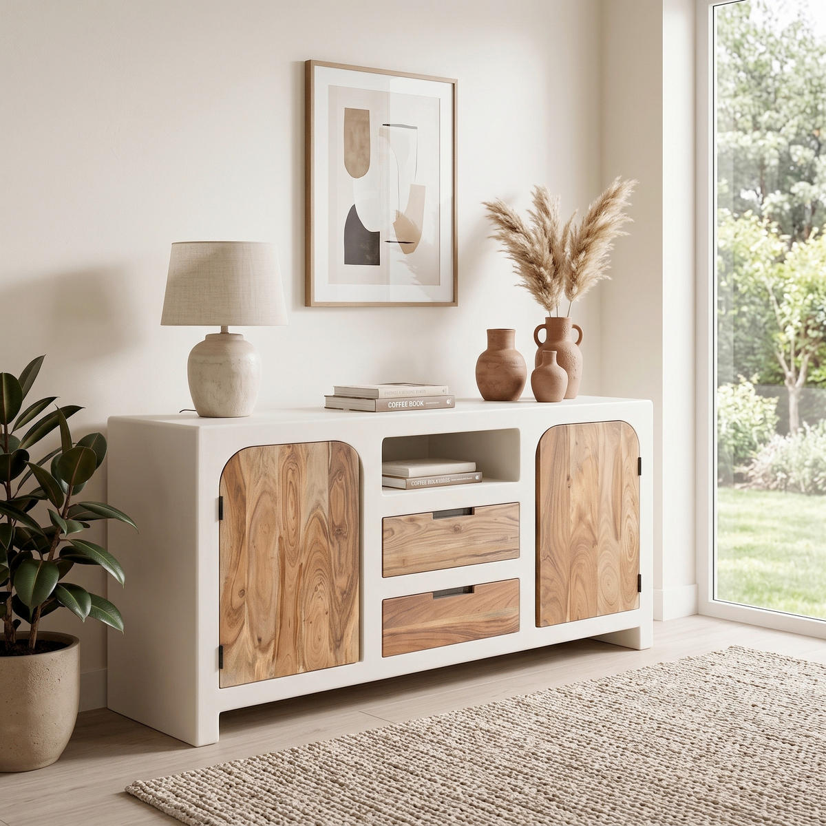 SIDEBOARD  150/80/40 cm 2 Schublade(n)  - Naturfarben/Weiß, Design, Holz/Holzwerkstoff (150/80/40cm) - MID.YOU