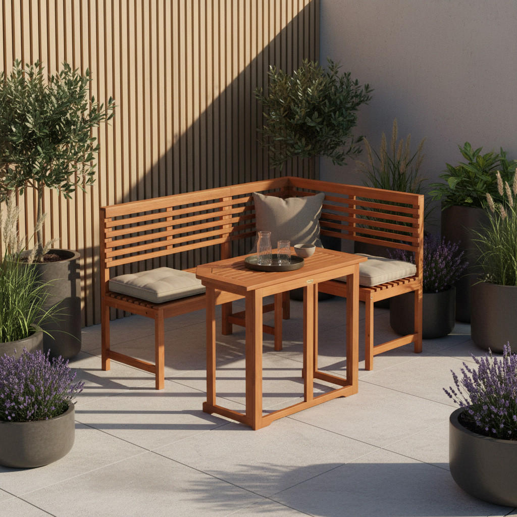 GARTENSET EukalyptusholzHartholz  - Eukalyptusholzfarben/Beige, KONVENTIONELL, Holz/Textil - Gardenson