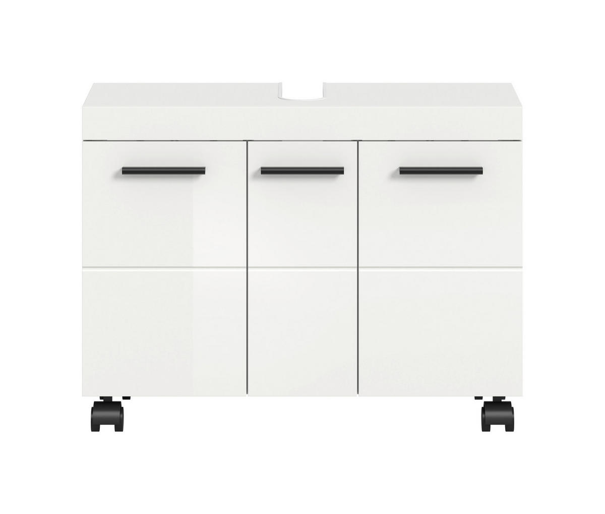 WASCHBECKENUNTERSCHRANK 80/58/30 cm  - Weiß Hochglanz/Schwarz, Trend, Holzwerkstoff/Kunststoff (80/58/30cm) - MID.YOU