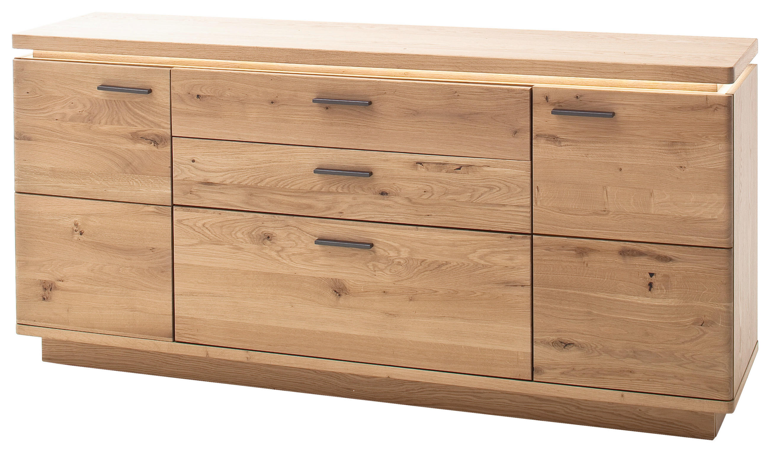 ŠIROKÁ KOMODA, trámový dub, farba duba, 180/84/44 cm - sivá/farba duba, Modern, kov/drevo (180/84/44cm) - Linea Natura