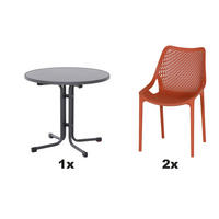 GARTENGARNITUR 3-teilig Stahl  - Anthrazit/Rot, Basics, Kunststoff/Metall (80/81/80cm) - Siena Garden