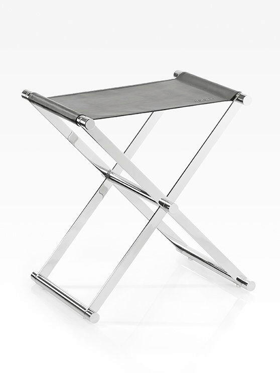 KLAPPHOCKER Lederlook Schwarz, Chromfarben  - Chromfarben/Schwarz, Design, Textil/Metall (34,5/45/45cm) - Joop!