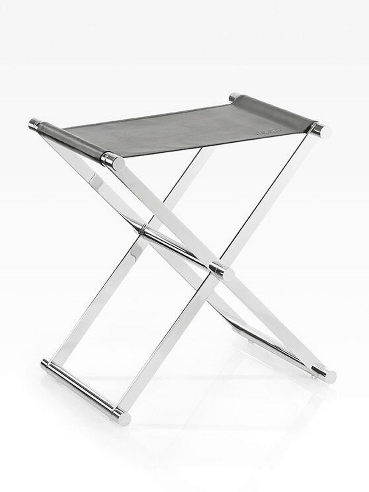 KLAPPHOCKER Lederlook Schwarz, Chromfarben  - Chromfarben/Schwarz, Design, Textil/Metall (34,5/45/45cm) - Joop!