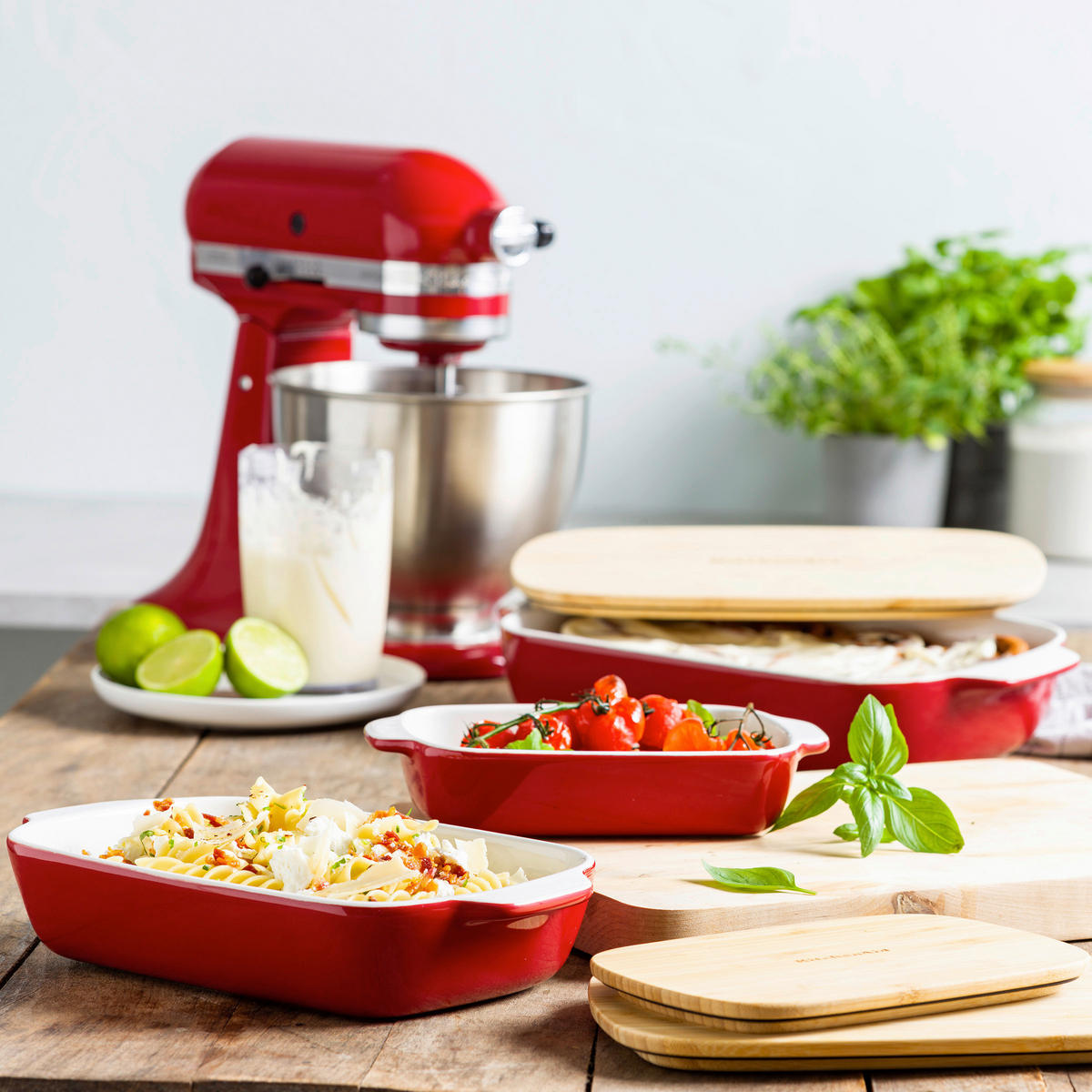 AUFLAUFFORM Keramik, Naturmaterialien Steingut  - Rot/Weiß, Basics, Naturmaterialien/Keramik (15cm) - Kitchenaid