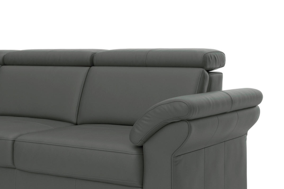 ECKSOFA 194/245 cm ARNGAST E in Echtleder Anthrazit Kopfteilverstellung  194/245 cm  - Chromfarben/Anthrazit, Basics, Leder/Textil (194/245cm) - Sit & More