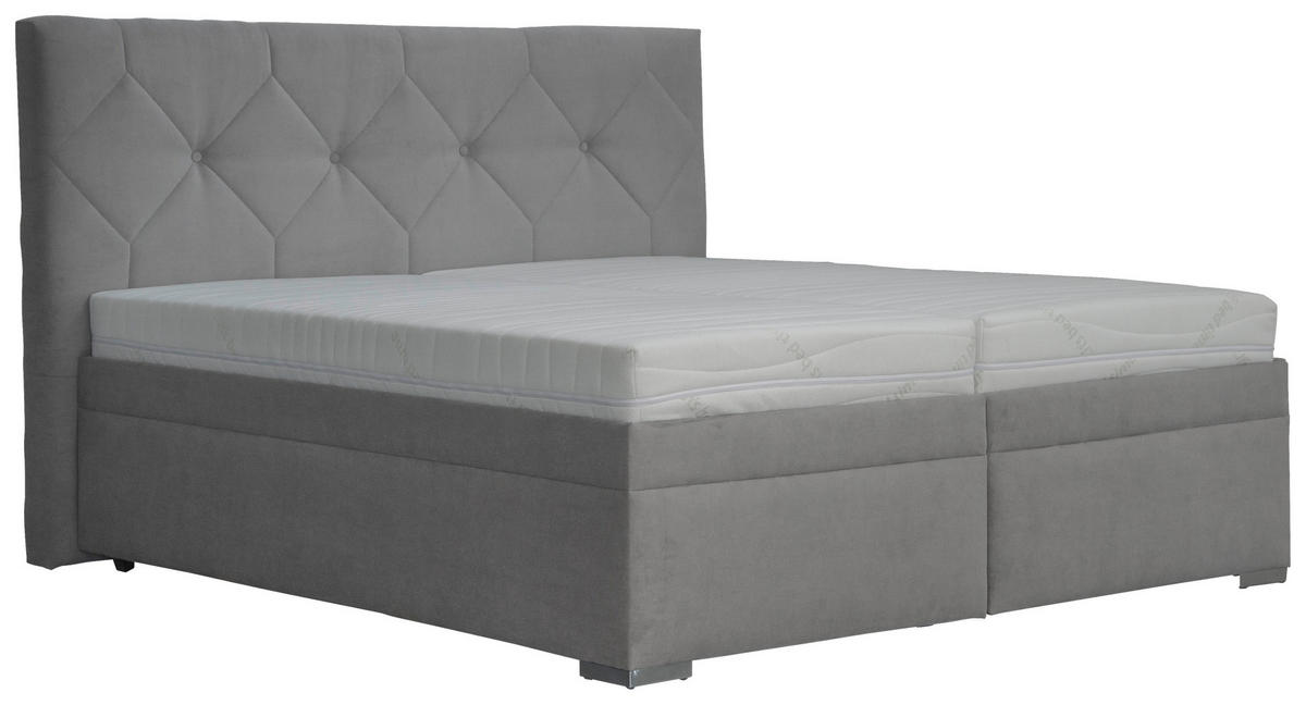 KÁRPITOZOTT ÁGY 160/200 cm  ezüst  - ezüst/szürke, Basics, fa (160/200cm) - Cantus