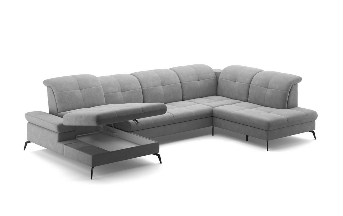 WOHNLANDSCHAFT in Flachgewebe Grau  - Schwarz/Grau, Konventionell, Textil/Metall (185/357/231cm) - Sit & More