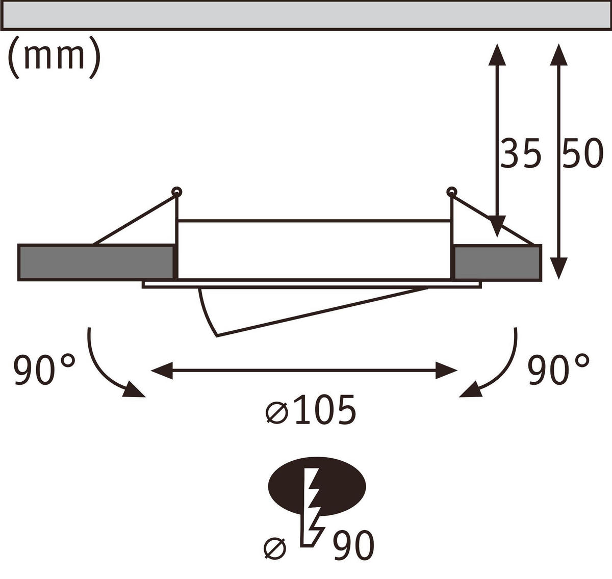 DECKENSTRAHLER Aumus 10,5/4,0 cm   - Chromfarben, Basics, Kunststoff/Metall (10,5/4,0cm) - Paulmann
