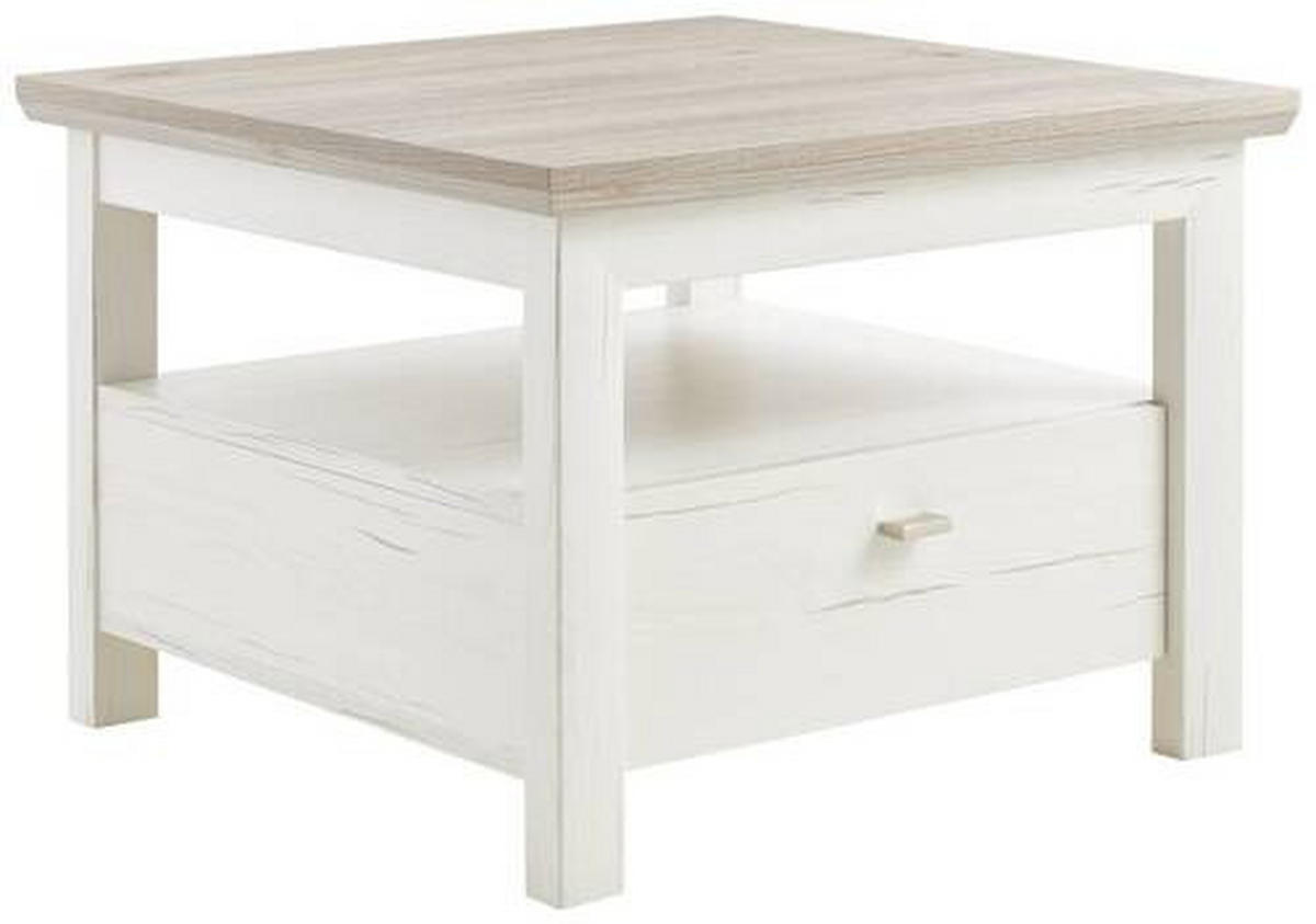 BEISTELLTISCH in Holzwerkstoff 65/65/46,6 cm  - Weiss/Grau, Konventionell, Holzwerkstoff/Metall (65/65/46,6cm) - Hom`in