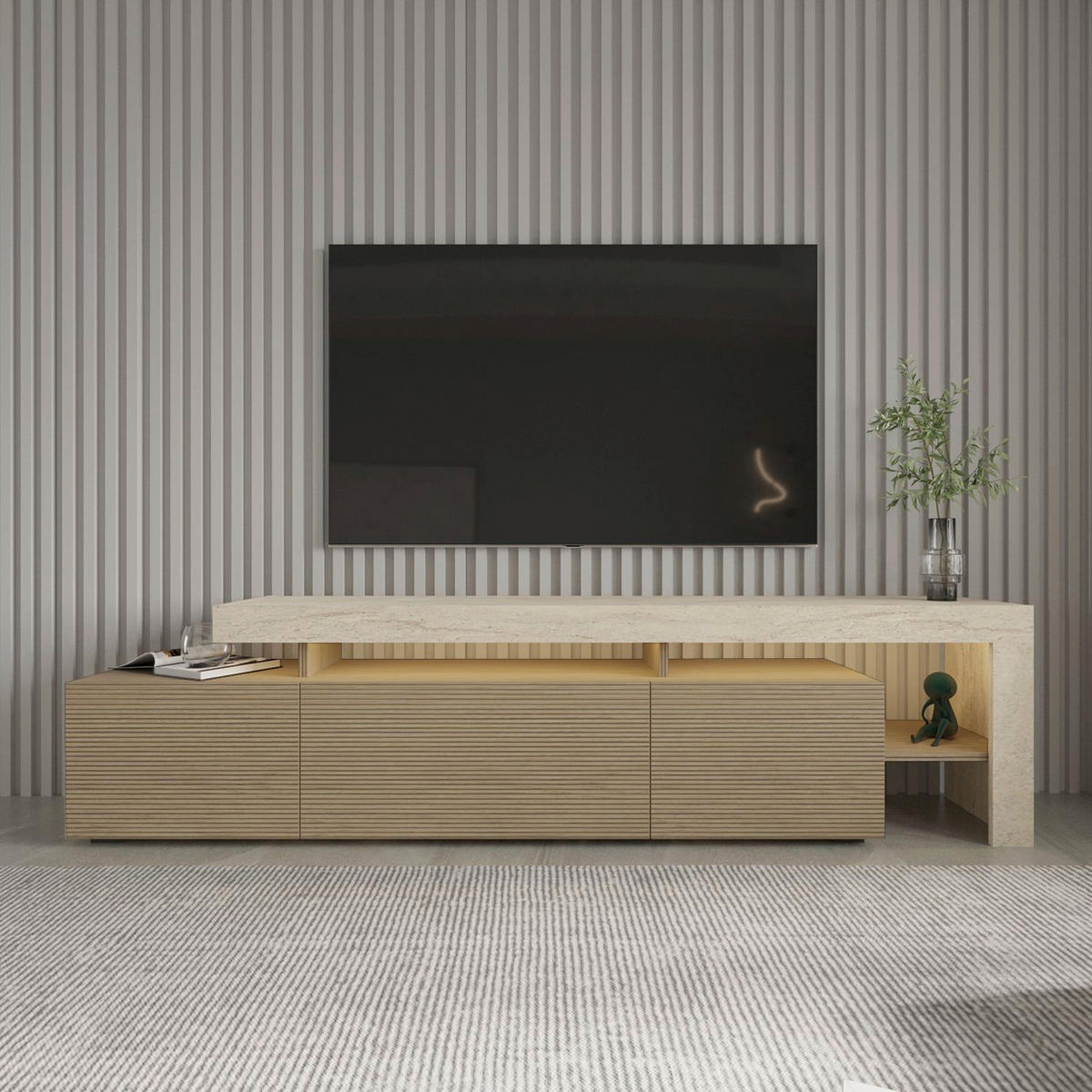 TV-ELEMENT 192/53/37 cm  - Eichefarben/Beige, MODERN, Holzwerkstoff (192/53/37cm)