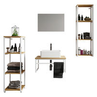 BADEZIMMER 5-teilig  in 130 cm  - Honigeiche/Schwarz, MODERN, Glas/Keramik (130cm) - MID.YOU