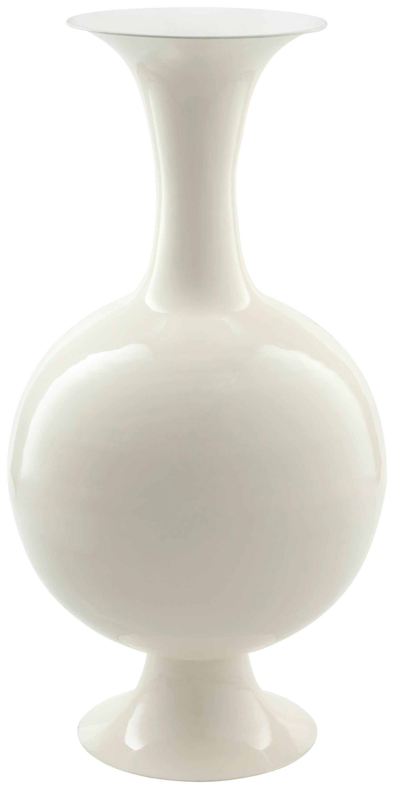 VASE 77 cm - Weiß Hochglanz, Trend, Metall (39/77cm) - Ambia Home