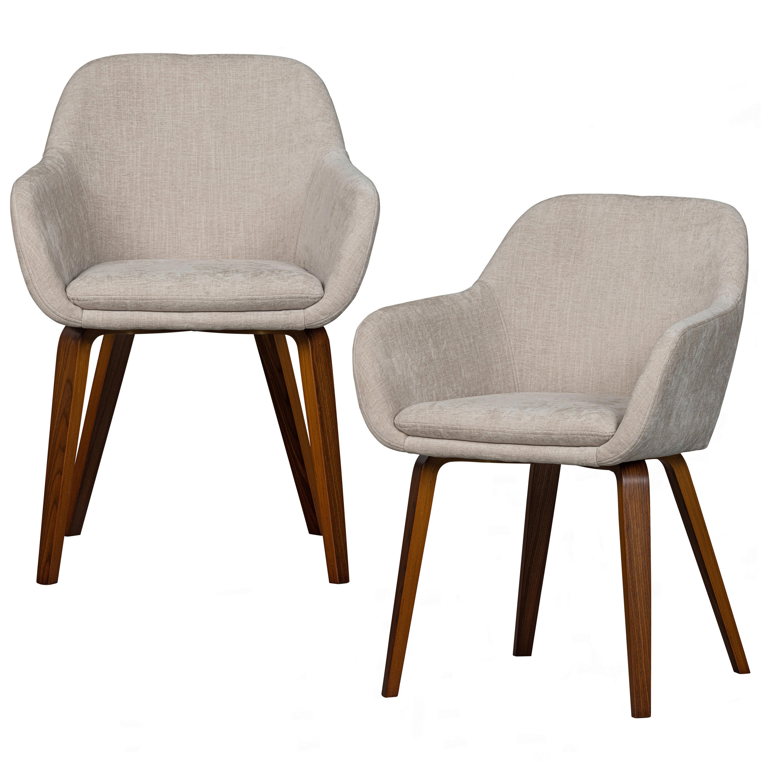 ARMLEHNSTUHL-SET 2 Stück  Webstoff  - Sandfarben/Braun, MODERN, Textil/Metall (58/80/58cm) - Livetastic