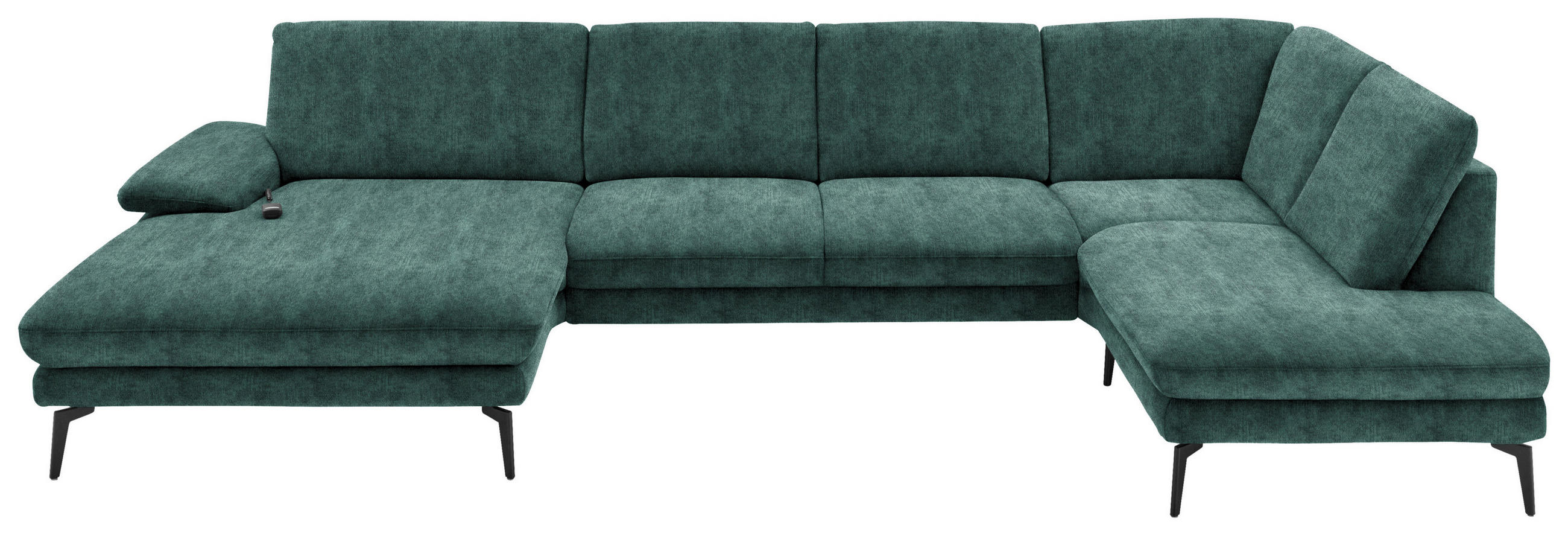 WOHNLANDSCHAFT in Velours Blau, Grün  - Blau/Schwarz, Design, Textil/Metall (180/344/208cm) - Dieter Knoll