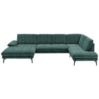 WOHNLANDSCHAFT in Velours Blau, Grün  - Blau/Schwarz, Design, Textil/Metall (180/344/208cm) - Dieter Knoll