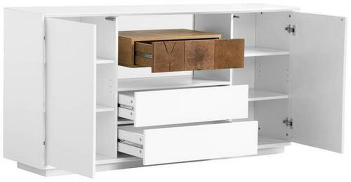 Sideboard Hasti 170/85/40 cm  in Weiss, Eichefarben  - Weiss/Eichefarben, Design, Holz/Holzwerkstoff (170/85/40cm) - MID.YOU