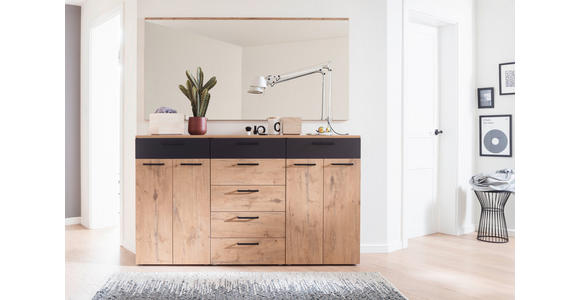 GARDEROBE 2-teilig in 180/195/38 cm - Eichefarben/Anthrazit, KONVENTIONELL, Holzwerkstoff (180/195/38cm) - Moderano