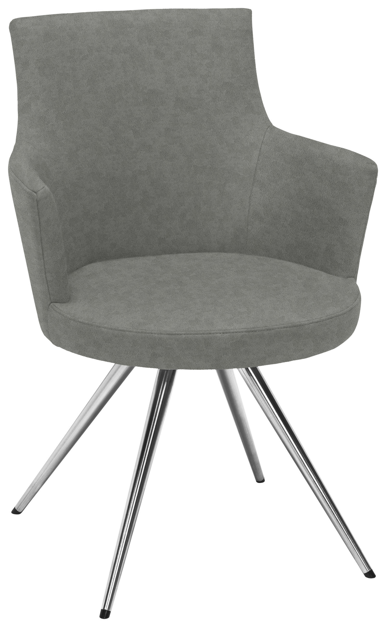 ARMLEHNSTUHL Stahl Lederlook, Mikrofaser  - Edelstahlfarben/Grau, Design, Textil/Metall (60/87/62cm) - Venjakob