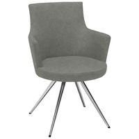 ARMLEHNSTUHL Stahl Lederlook, Mikrofaser  - Edelstahlfarben/Grau, Design, Textil/Metall (60/87/62cm) - Venjakob