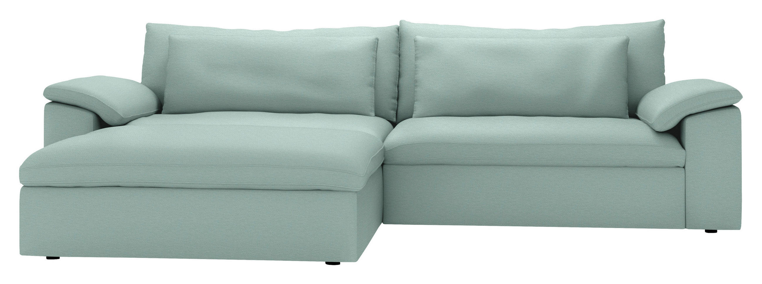 ECKSOFA  Chenille Mintgrün  - Schwarz/Mintgrün, Modern, Kunststoff/Textil (198/306cm) - Carryhome