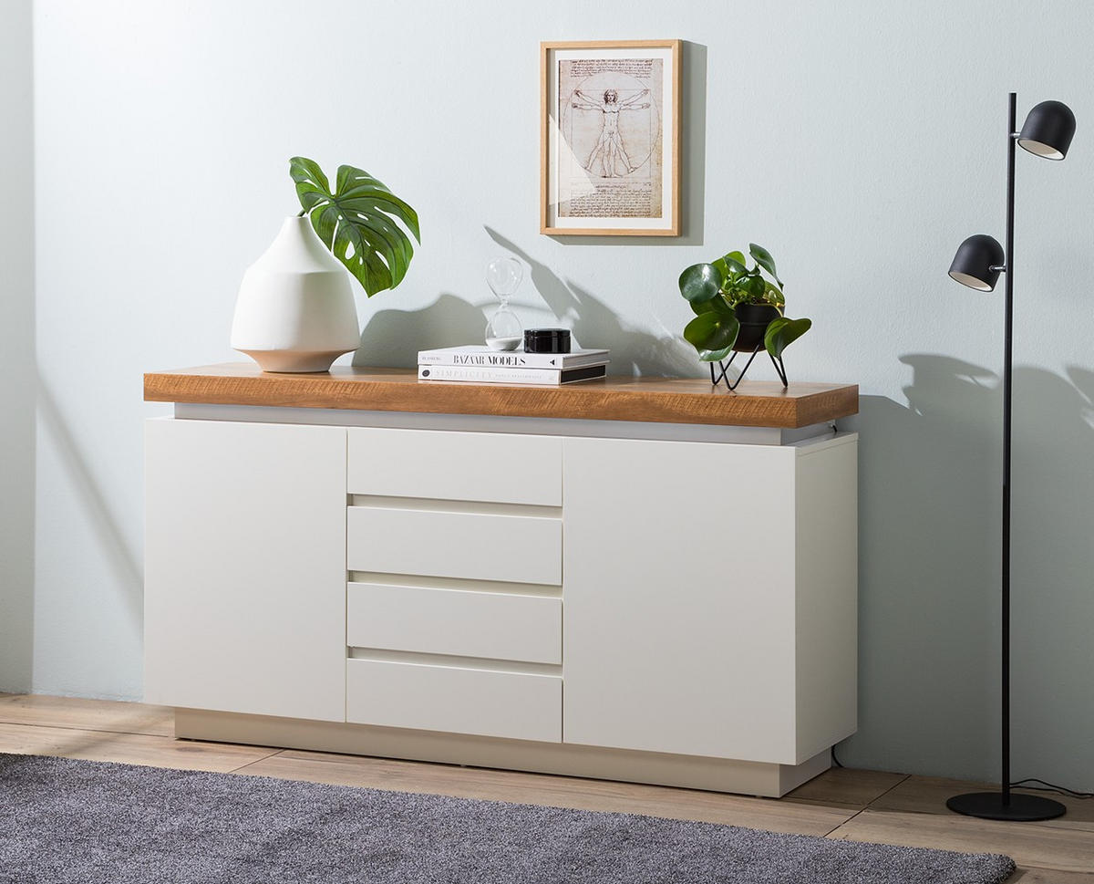 SIDEBOARD  in 150/80/40 cm  - Eichefarben/Weiß, Design, Holzwerkstoff (150/80/40cm) - Livetastic