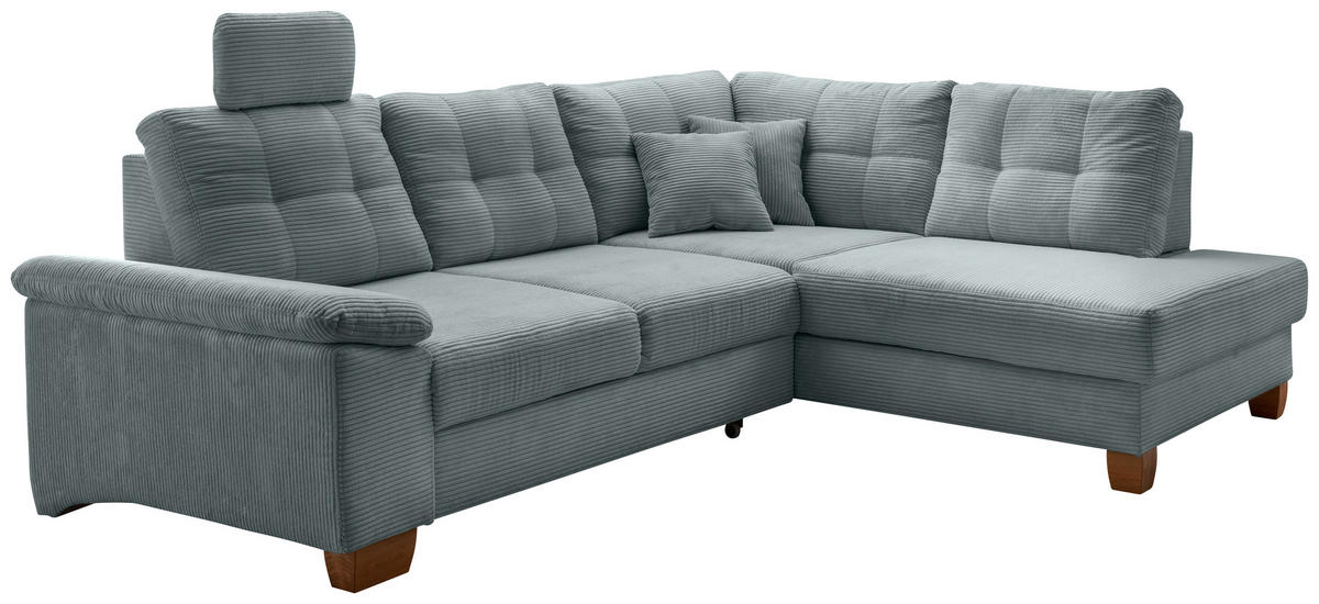 ECKSOFA in Cord Hellblau  - Naturfarben/Hellblau, Modern, Holz/Textil (274/206cm) - Livetastic