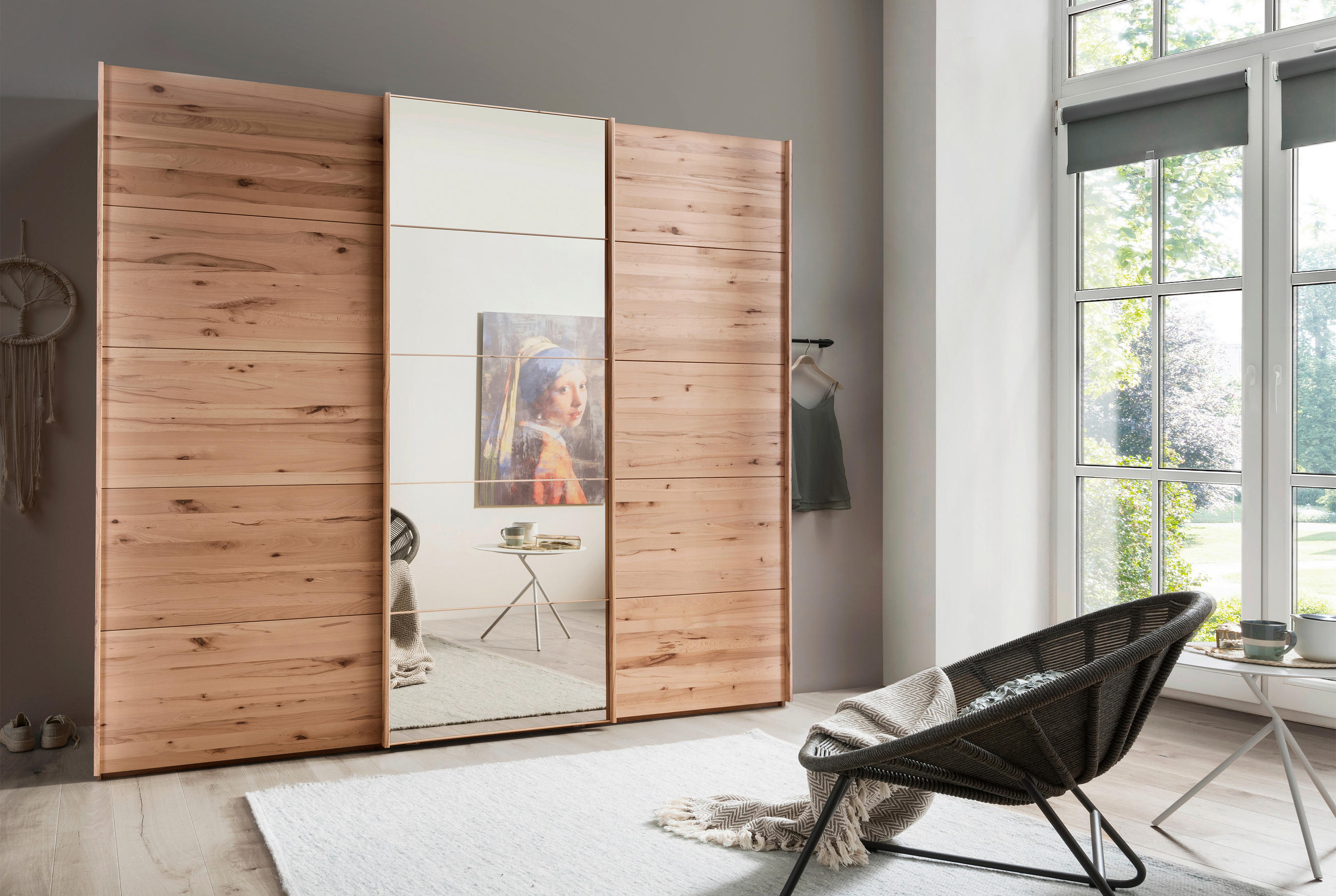 SCHWEBETÜRENSCHRANK  in Buchefarben  - Buchefarben, Natur, Glas/Holz (250/236/67cm) - Linea Natura