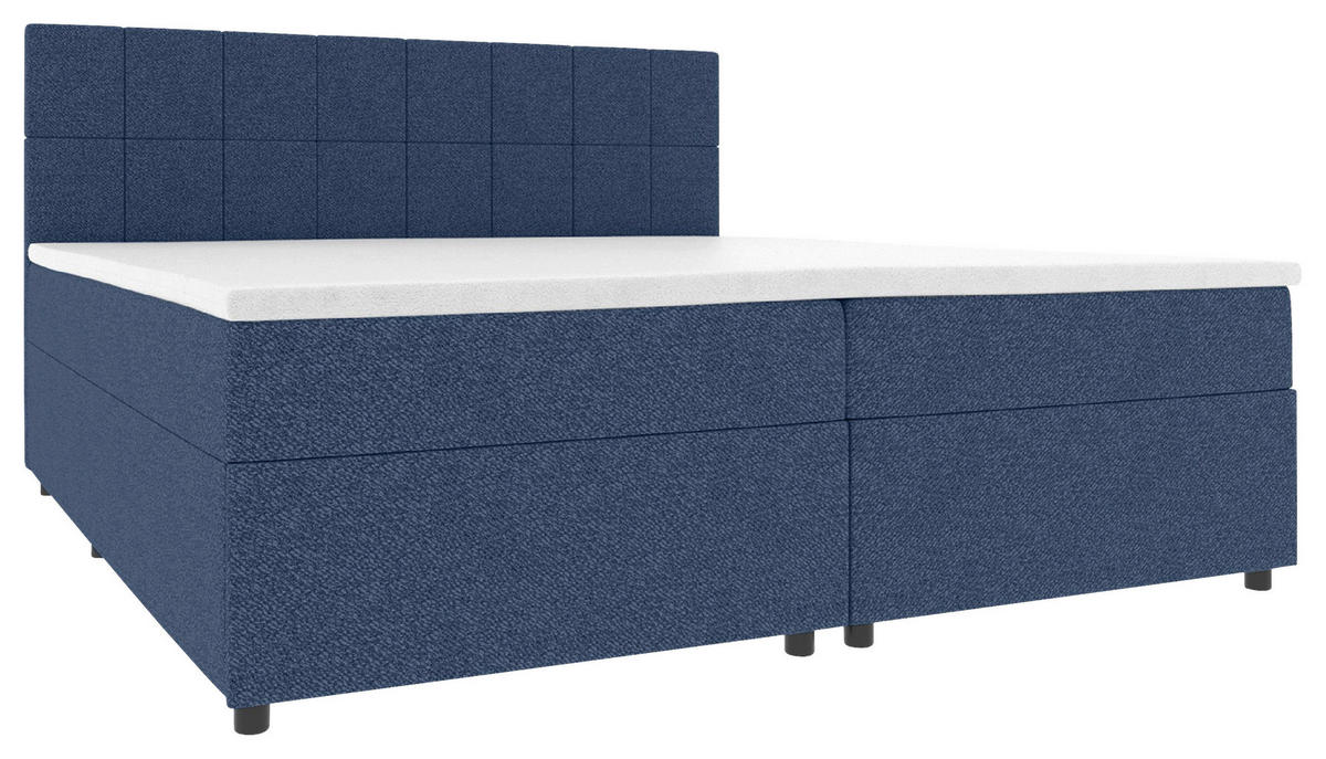 BOXBETT 160/200 cm,  in Blau, Topper, Matratzen, Bettschubladen, H3 = fest  - Blau/Schwarz, KONVENTIONELL, Kunststoff/Textil (160/200cm) - Boxxx