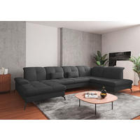 WOHNLANDSCHAFT in Flachgewebe Dunkelgrau  - Dunkelgrau/Schwarz, Konventionell, Textil/Metall (185/357/231cm) - Sit & More