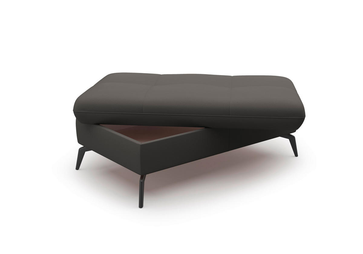 HOCKER in Leder Anthrazit  - Anthrazit/Schwarz, Konventionell, Leder/Metall (102/47/69cm) - Sit & More
