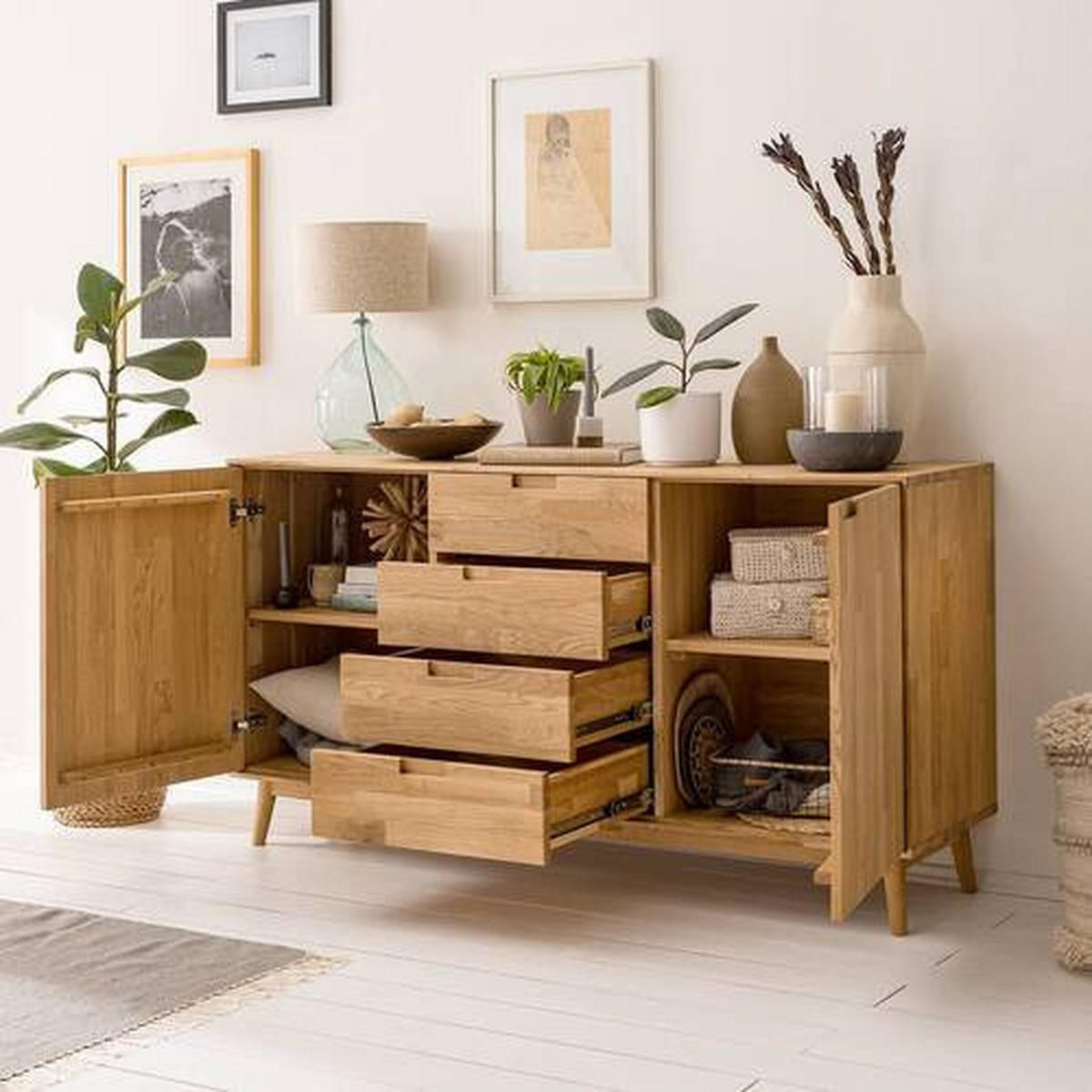 SIDEBOARD Wildeiche  160/89,1/40 cm  - Wildeiche, Natur, Holz (160/89,1/40cm) - home24