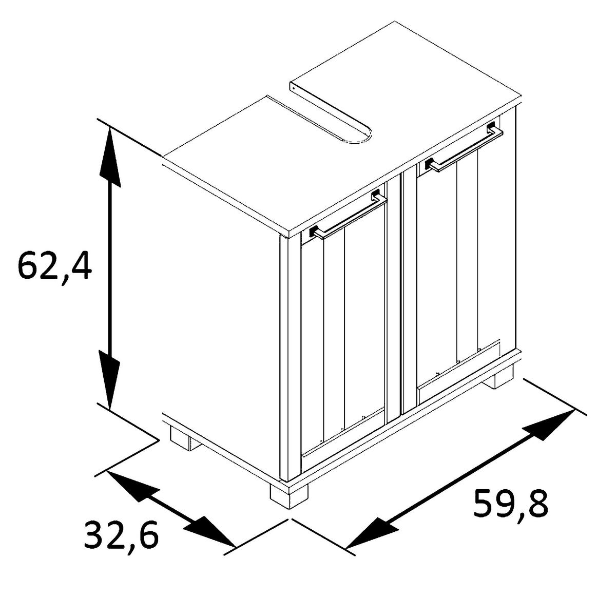 WASCHBECKENUNTERSCHRANK 59,8/62,4/32,6 cm  - Eichefarben/Schwarz, MODERN, Holzwerkstoff/Kunststoff (59,8/62,4/32,6cm) - Stylife