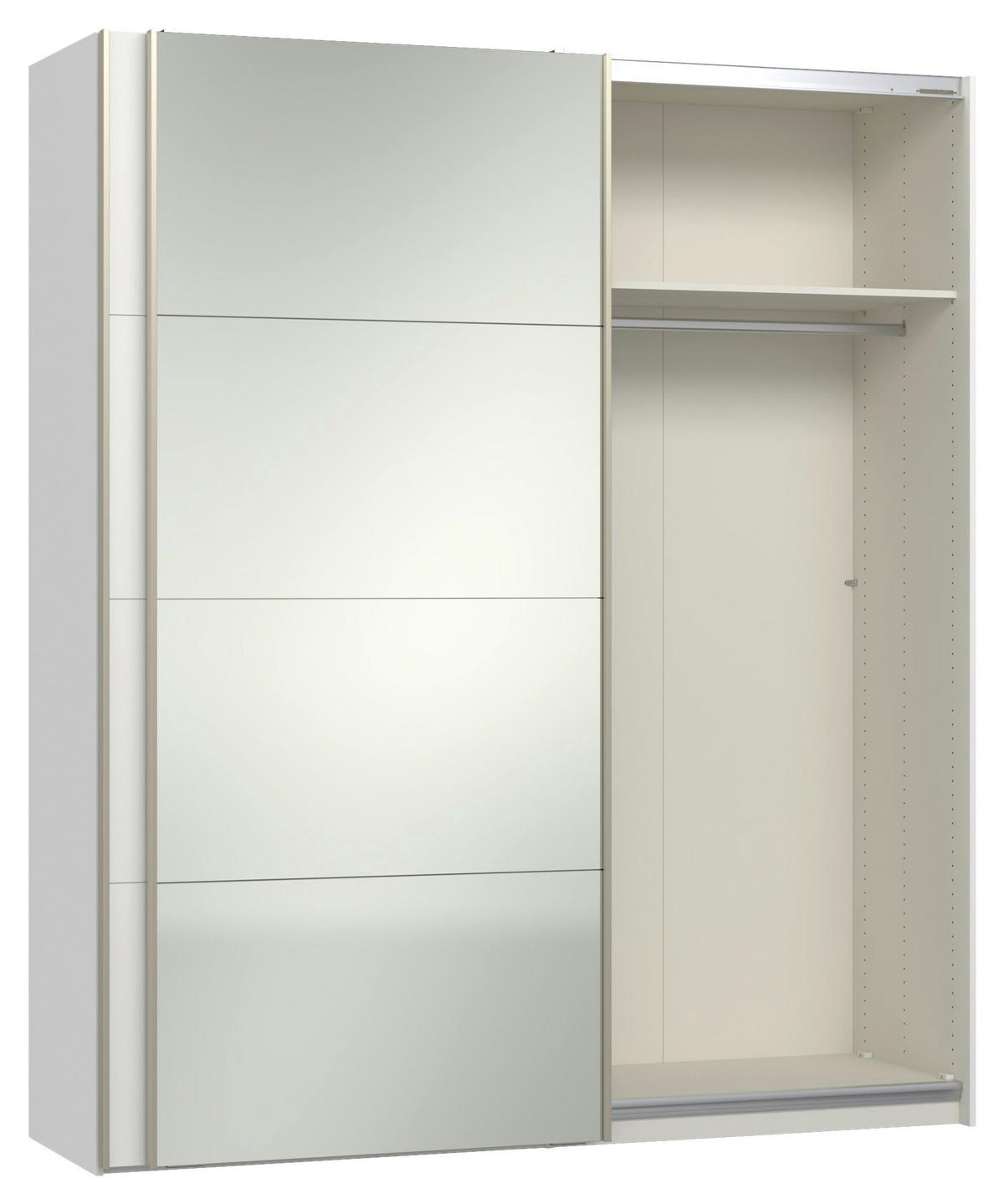 SCHWEBETÜRENSCHRANK 203/236/65 cm 2-türig Weiß  - Edelstahlfarben/Weiß, Design, Glas/Holzwerkstoff (203/236/65cm) - Jutzler