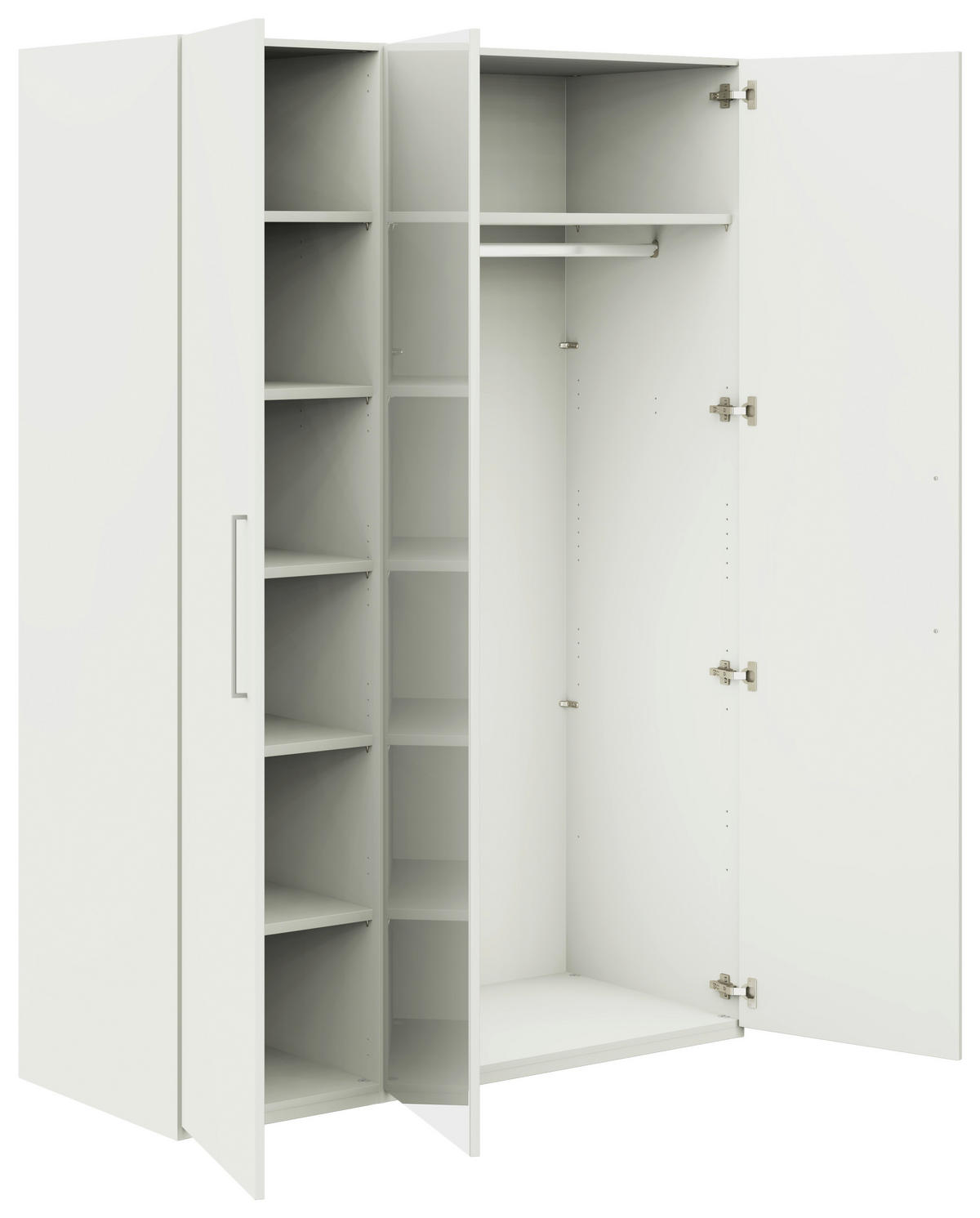 KLEIDERSCHRANK in Weiss  - Weiss/Edelstahlfarben, Design, Glas/Holzwerkstoff (151,3/213,6/59,3cm) - Cantus