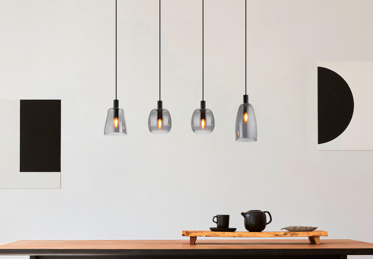 HÄNGELEUCHTE 107/16/120 cm    - Schwarz, Design, Glas/Metall (107/16/120cm) - Globo
