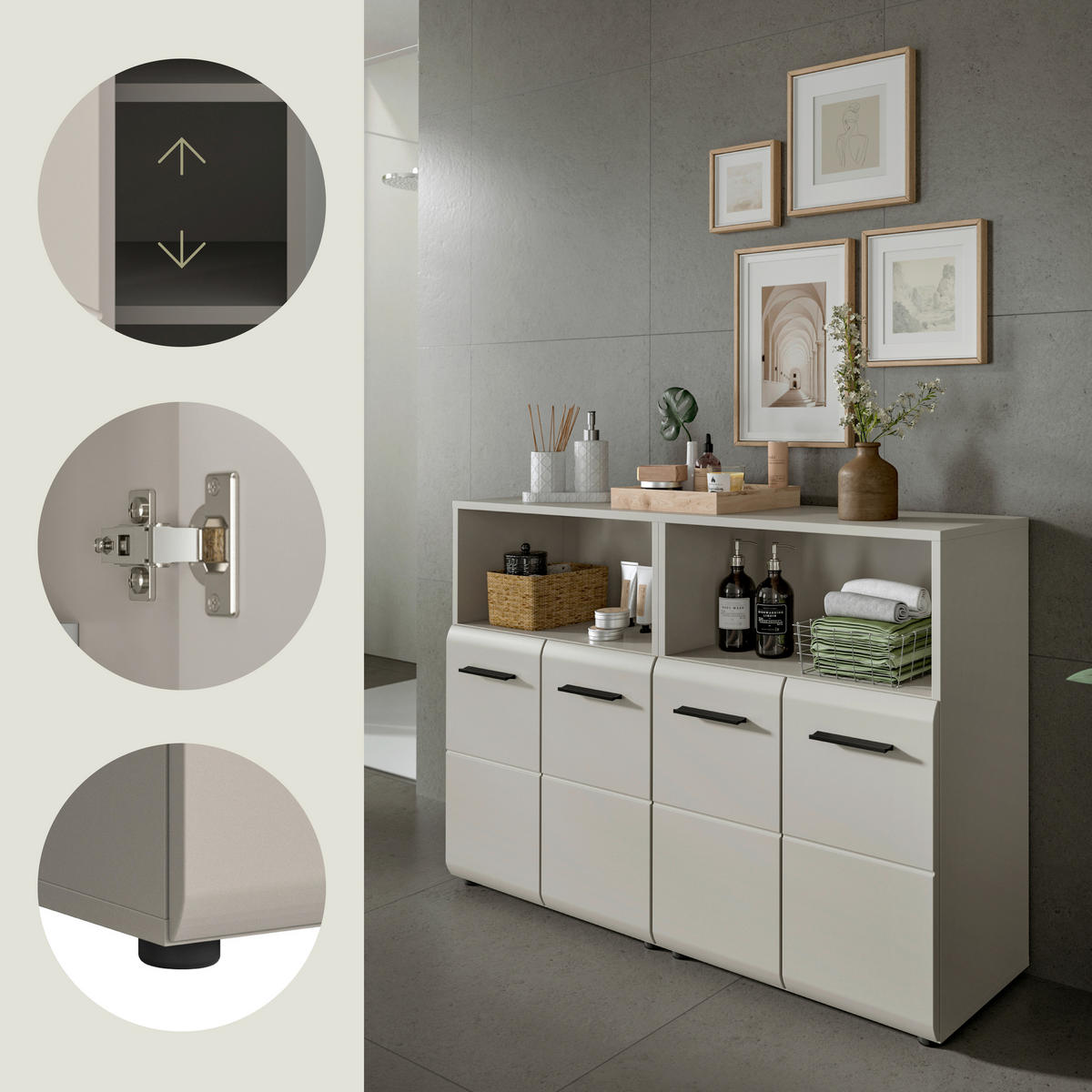 BADEZIMMER 2-teilig  in 120 cm  - Kaschmir/Schwarz, Trend, Holzwerkstoff/Kunststoff (120cm) - MID.YOU