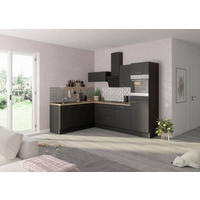 ECKKÜCHE 200/270 cm  in Anthrazit  - Edelstahlfarben/Eichefarben, Basics, Holzwerkstoff/Metall (200/270cm) - Optifit