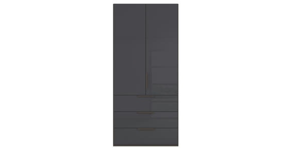 DREHTÜRENSCHRANK 101/223/61 cm,  in Graphitfarben, 2-türig  - Graphitfarben, Basics, Glas/Holzwerkstoff (101/223/61cm) - Novel