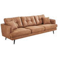 3-SITZER-SOFA in Mikrofaser Braun  - Schwarz/Braun, Design, Holz/Textil (257/89/92cm) - Carryhome