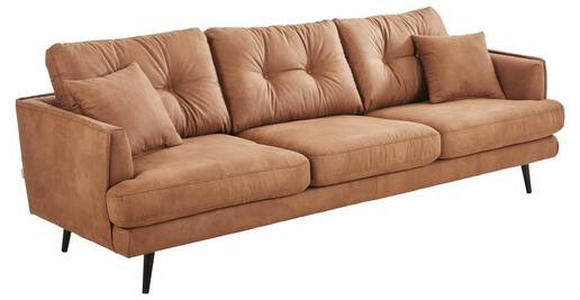 3-SITZER-SOFA in Mikrofaser Braun  - Schwarz/Braun, Design, Holz/Textil (257/89/92cm) - Carryhome