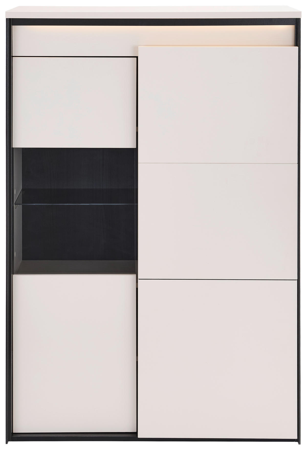 HIGHBOARD  95/140/41 cm  - Beige/Schwarz, Design, Glas/Holzwerkstoff (95/140/41cm) - Hom`in