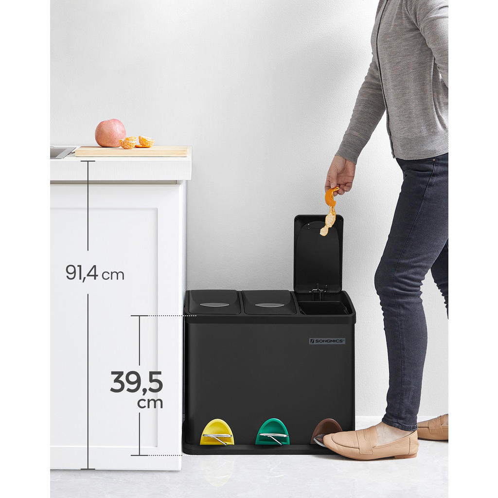 Thumbnail - Abfallsammler, Schwarz, Kunststoff, 24 L, 46x39.5x24.5 cm, Küchen, Küchenausstattung, Mülleimer