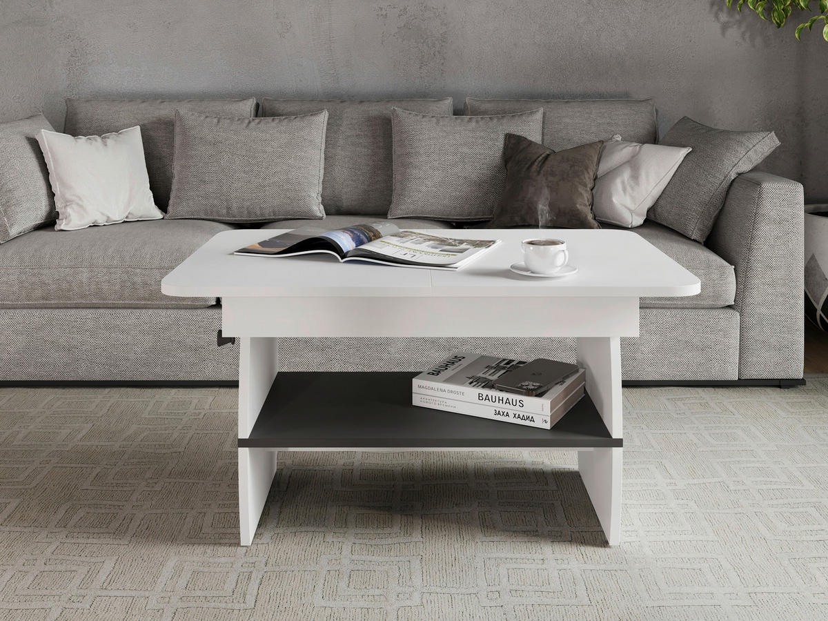 COUCHTISCH 95-125/60/51,5-61,5 cm Weiß  - Weiß, KONVENTIONELL, Holzwerkstoff (95-125/60/51,5-61,5cm) - Xora