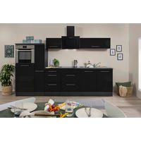 KÜCHENBLOCK 300 cm   in Schwarz, Eichefarben  - Edelstahlfarben/Eichefarben, Basics, Holzwerkstoff/Metall (300cm) - Respekta