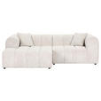 ECKSOFA Naturfarben Cord Zierkissen, Rücken echt  - Schwarz/Naturfarben, KONVENTIONELL, Kunststoff/Textil (162/250cm) - Carryhome