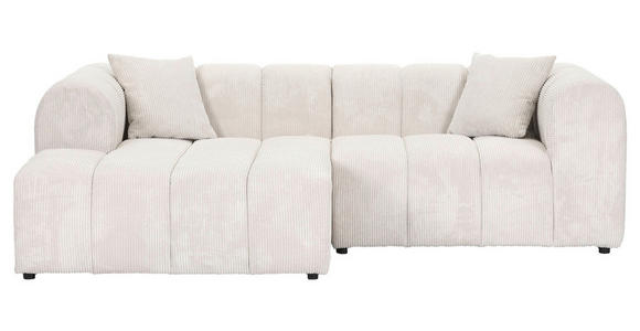 ECKSOFA Naturfarben Cord Zierkissen, Rücken echt  - Schwarz/Naturfarben, KONVENTIONELL, Kunststoff/Textil (162/250cm) - Carryhome