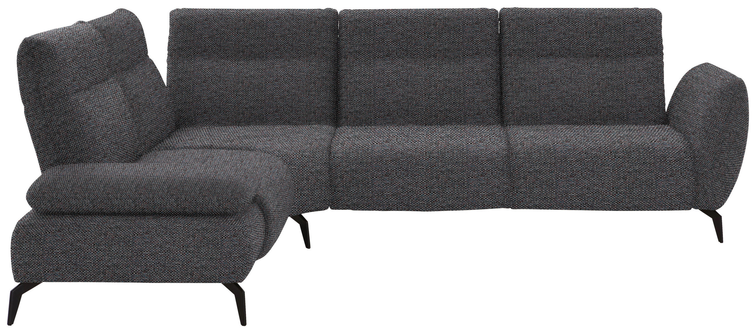 ECKSOFA in Webstoff Dunkelgrau  223/290 cm  - Dunkelgrau/Schwarz, Design, Textil/Metall (223/290cm) - Moderano