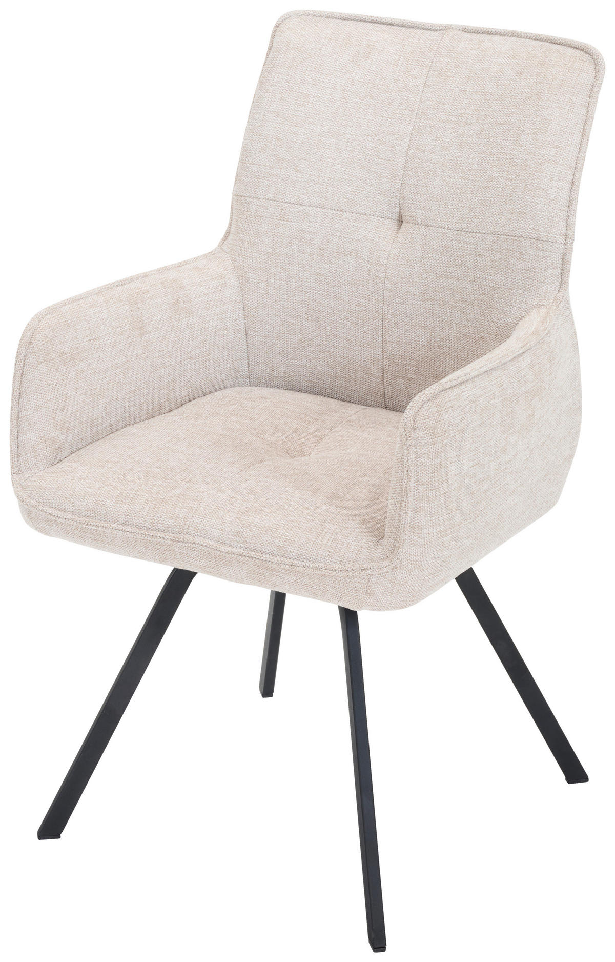 ARMLEHNSTUHL  in Stahl Chenille  - Beige/Schwarz, Design, Textil/Metall (56/89/62cm) - Welnova