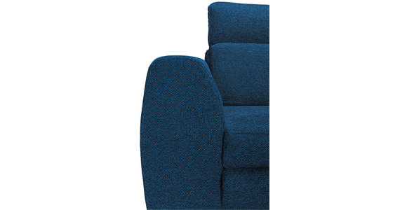 ECKSOFA Blau Chenille  inkl. Zierkissen, Bettkasten, Schlaffunktion, Rücken echt, Kopfteilverstellung, Liegefläche im Originalstoff  - Blau/Schwarz, KONVENTIONELL, Textil/Metall (266/185cm) - Carryhome