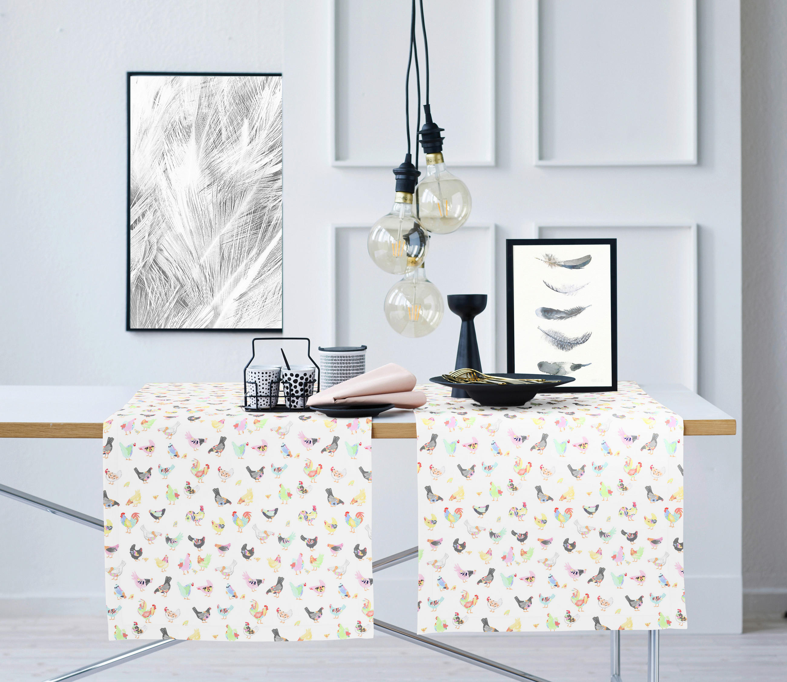 TISCHLÄUFER Happy Easter  42/140 cm  - Blau/Gelb, Basics, Textil (42/140cm) - Esposa